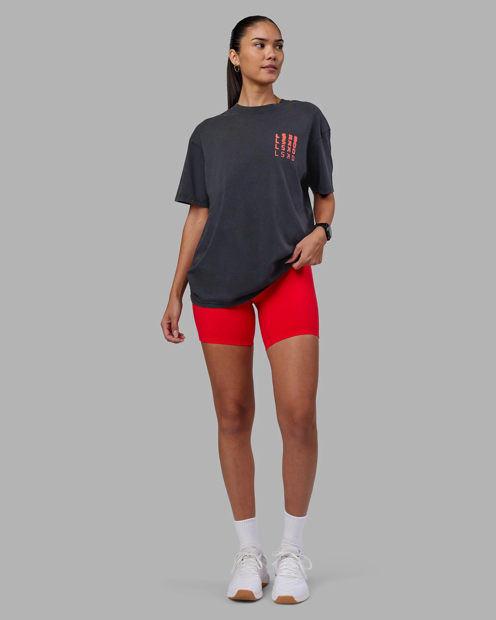 Inferno Journey FLXCotton Oversized Tee - Black Washed-Ultra Orange