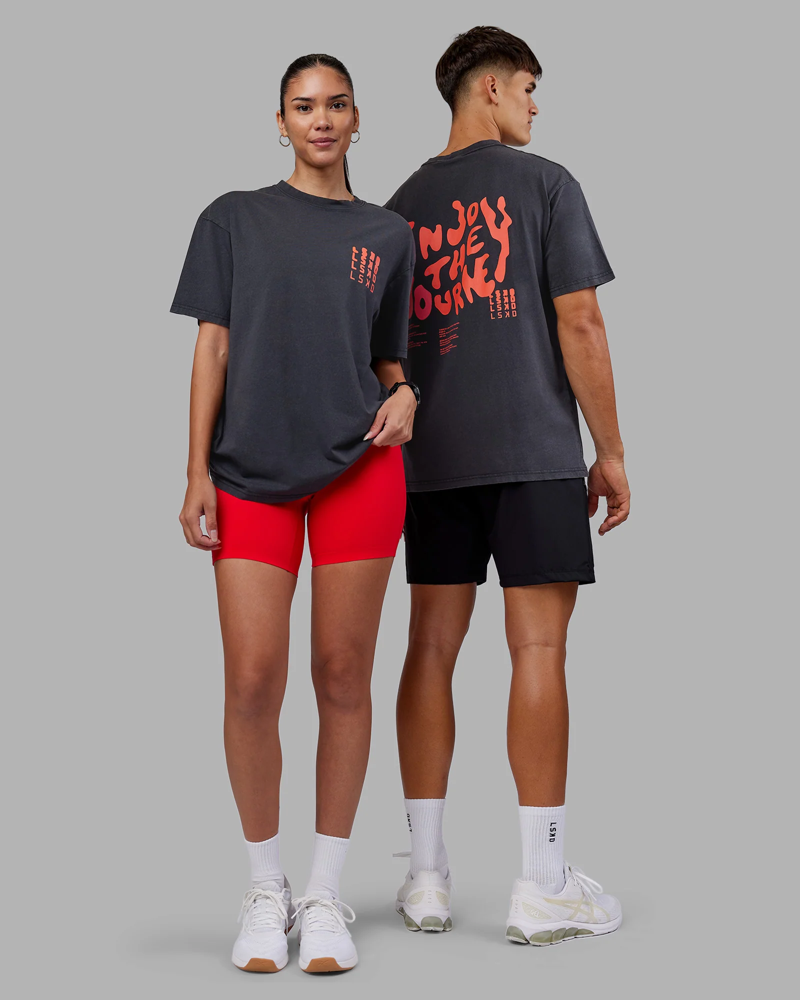 Inferno Journey FLXCotton Oversized Tee - Black Washed-Ultra Orange