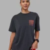 Inferno Journey FLXCotton Oversized Tee - Black Washed-Ultra Orange