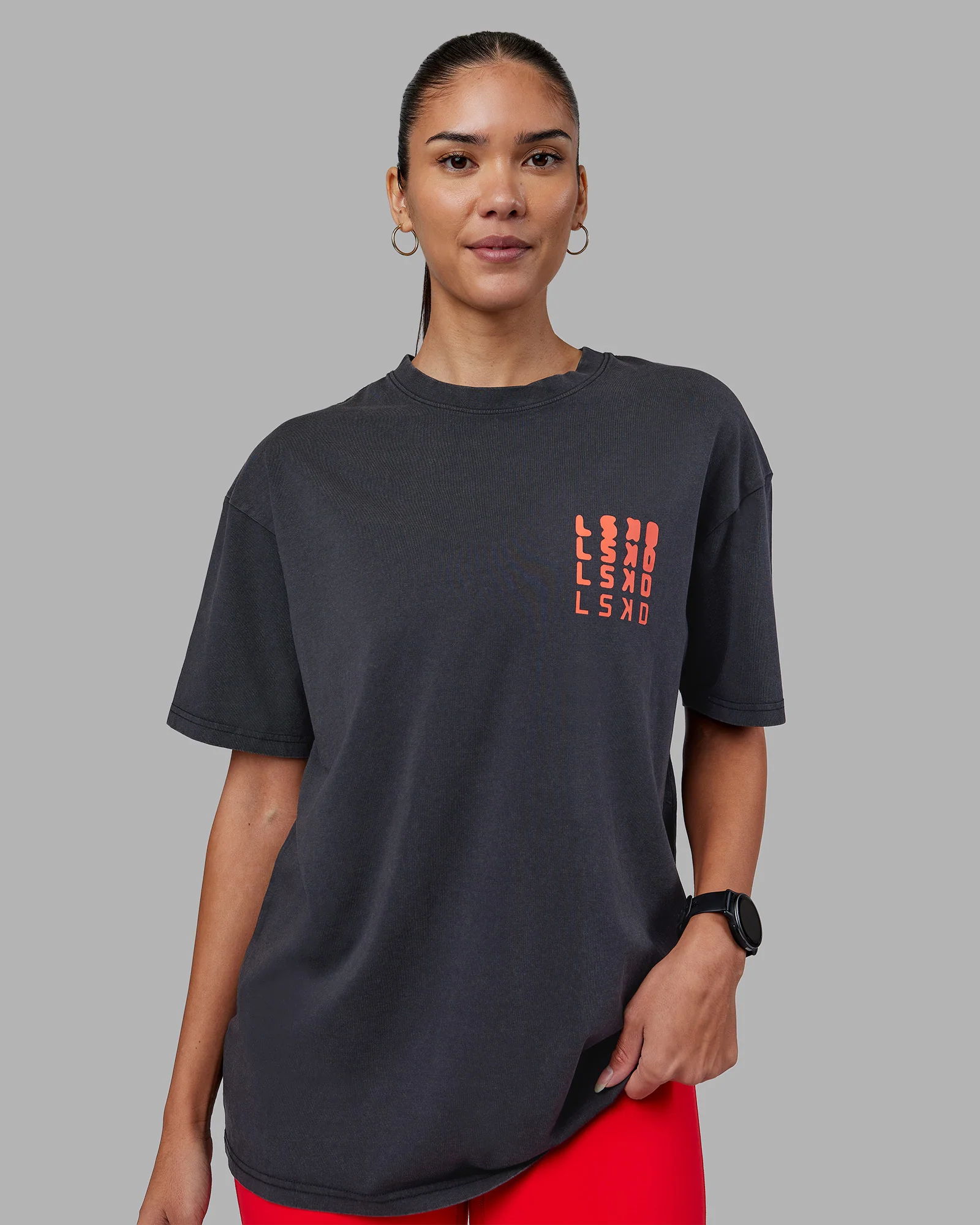 Inferno Journey FLXCotton Oversized Tee - Black Washed-Ultra Orange