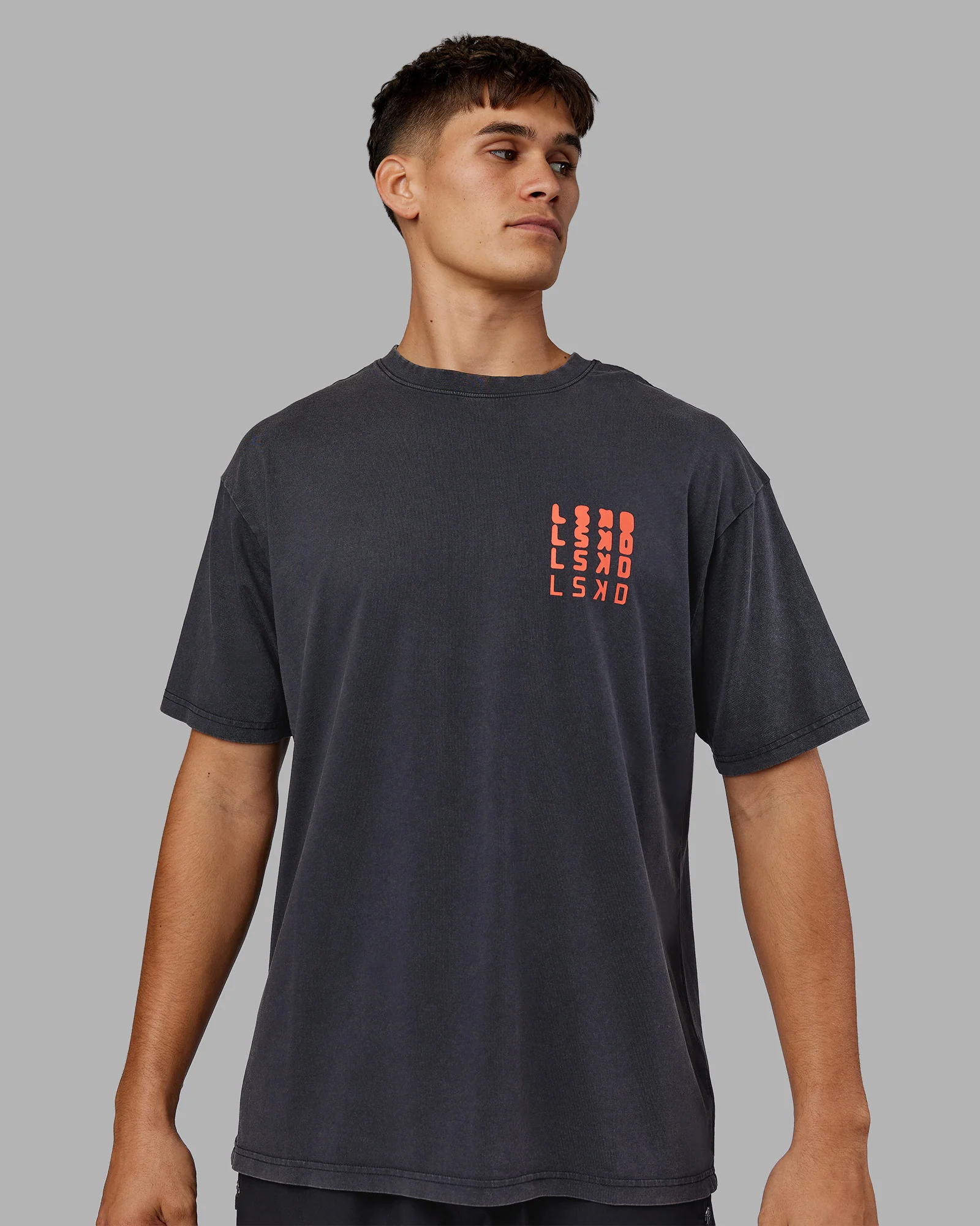 Inferno Journey FLXCotton Oversized Tee - Black Washed-Ultra Orange