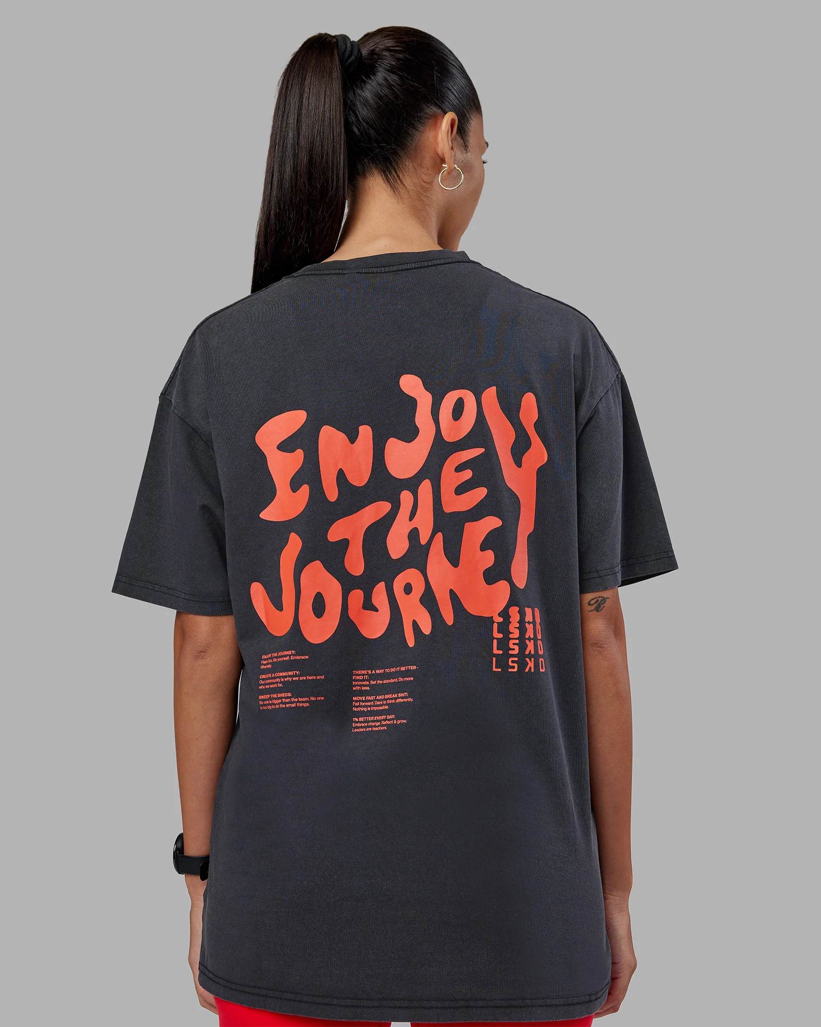 Inferno Journey FLXCotton Oversized Tee - Black Washed-Ultra Orange