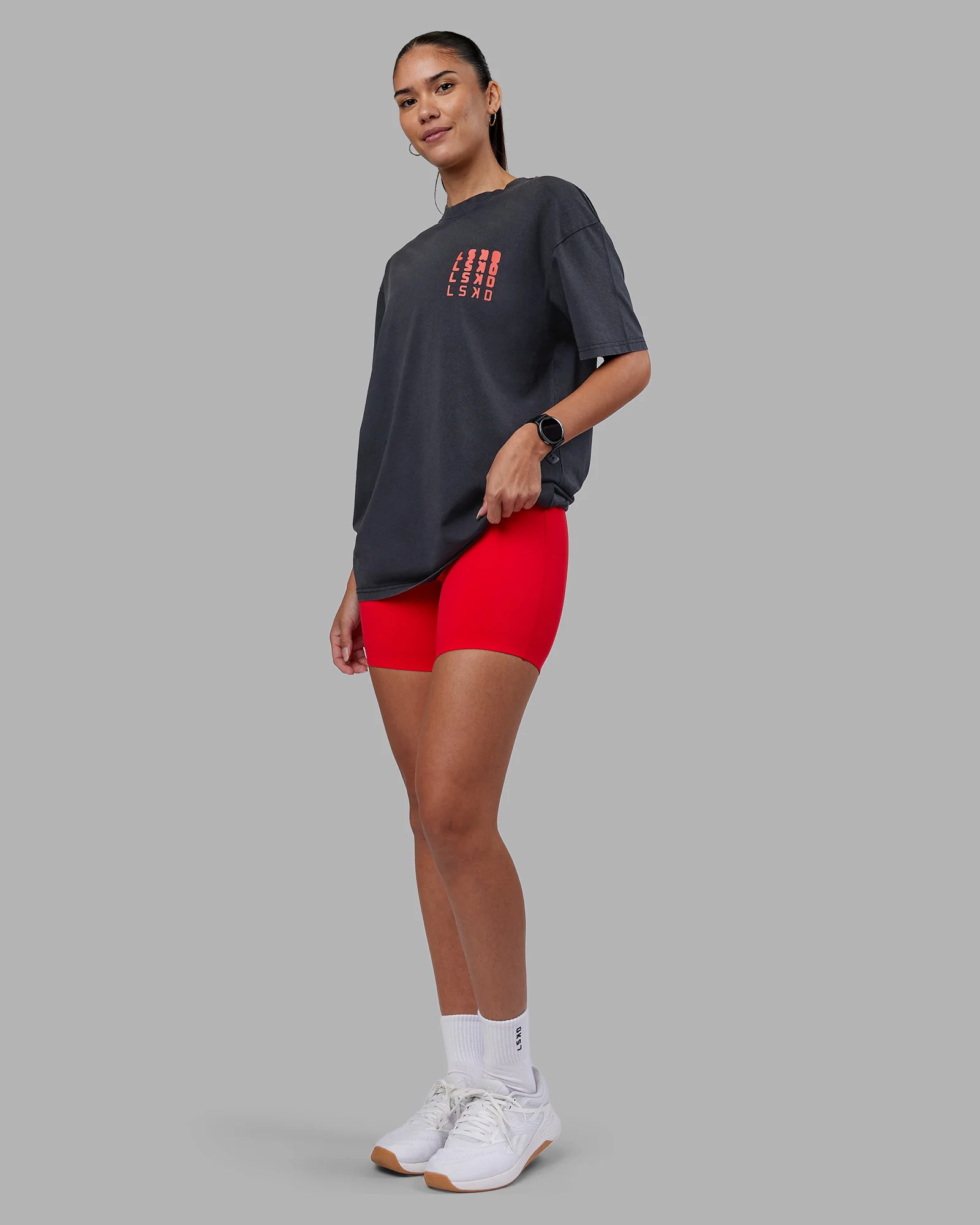 Inferno Journey FLXCotton Oversized Tee - Black Washed-Ultra Orange