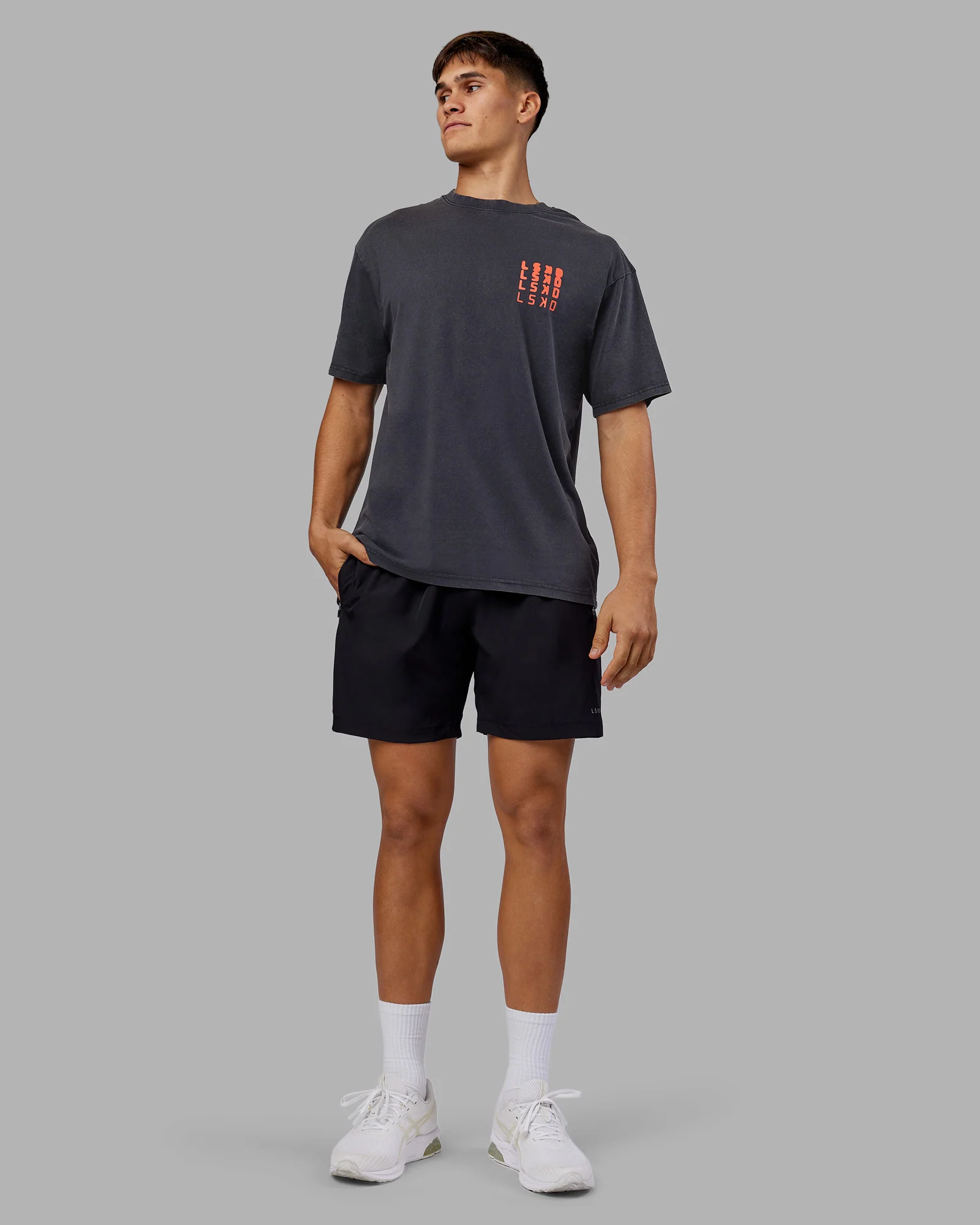 Inferno Journey FLXCotton Oversized Tee - Black Washed-Ultra Orange