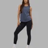 Go-To FLXCotton Longline Tank - Night Shadow-White