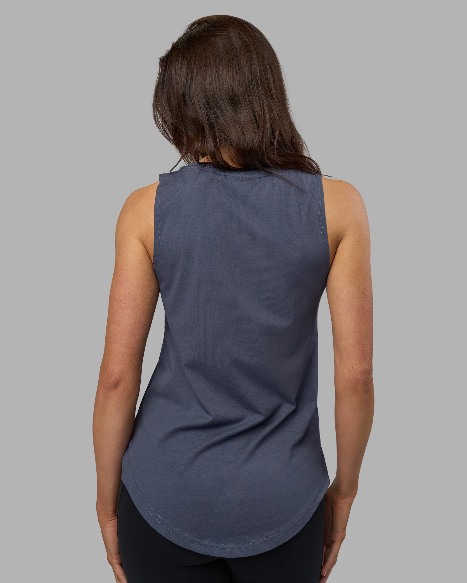 Go-To FLXCotton Longline Tank - Night Shadow-White