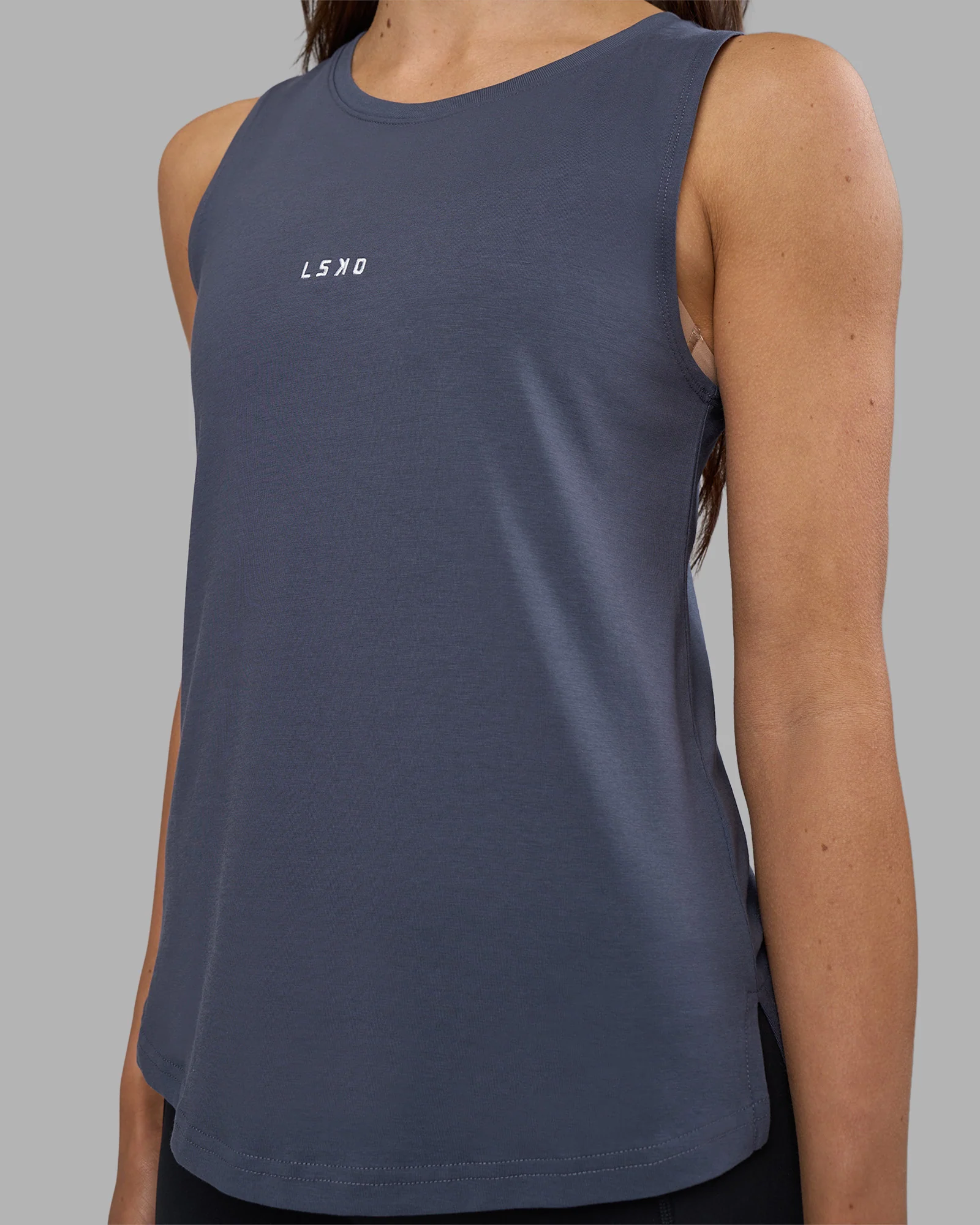 Go-To FLXCotton Longline Tank - Night Shadow-White