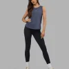 Go-To FLXCotton Longline Tank - Night Shadow-White