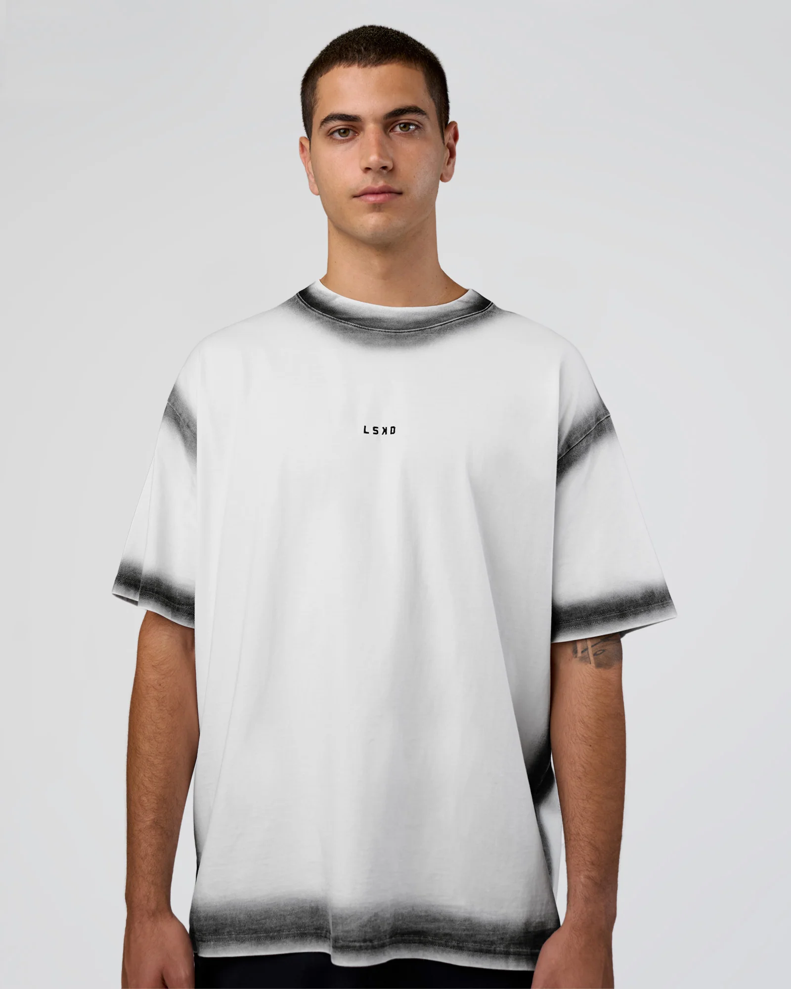 Urban Blur Heavyweight Unisex Oversized Tee - White-Black