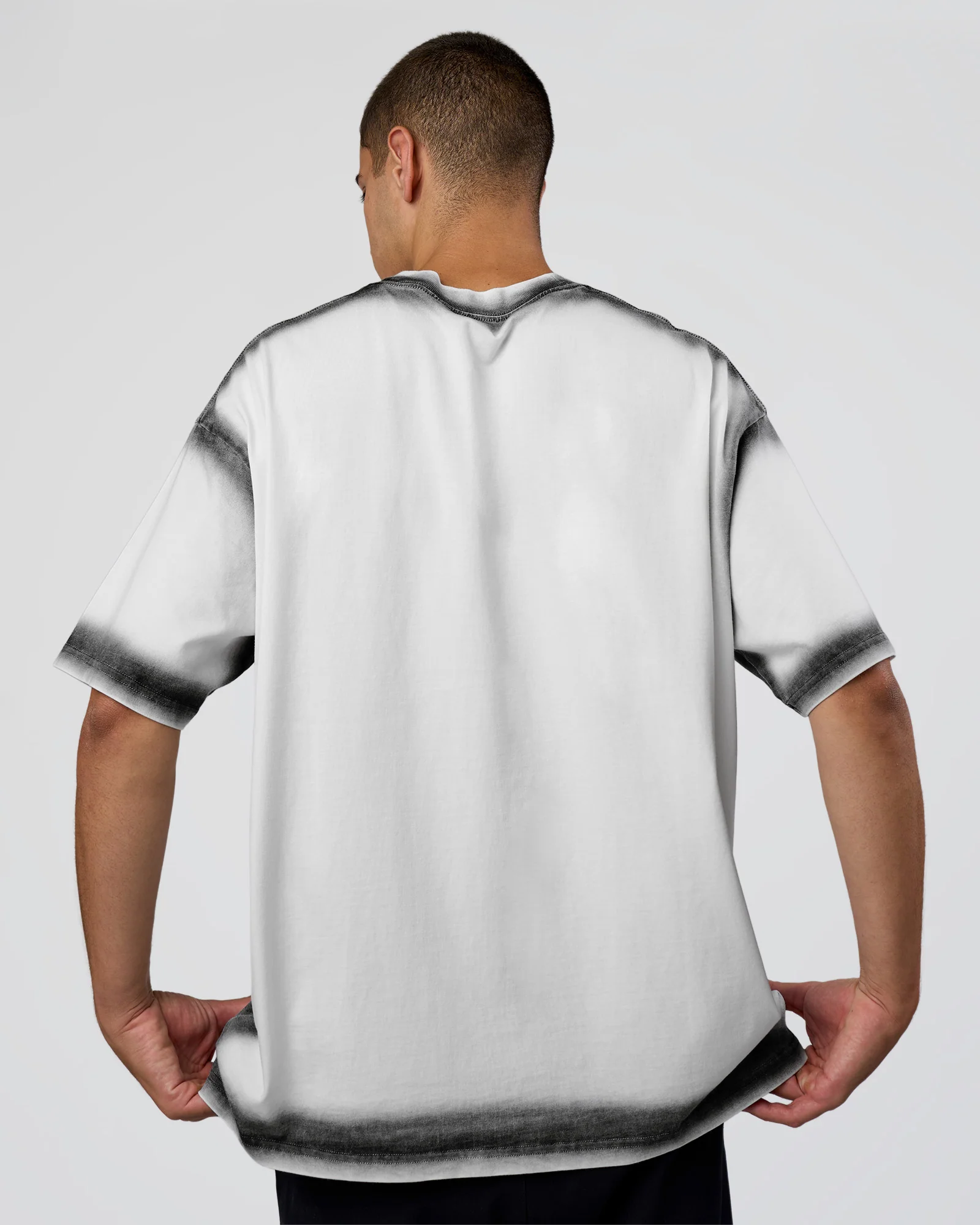 Urban Blur Heavyweight Unisex Oversized Tee - White-Black
