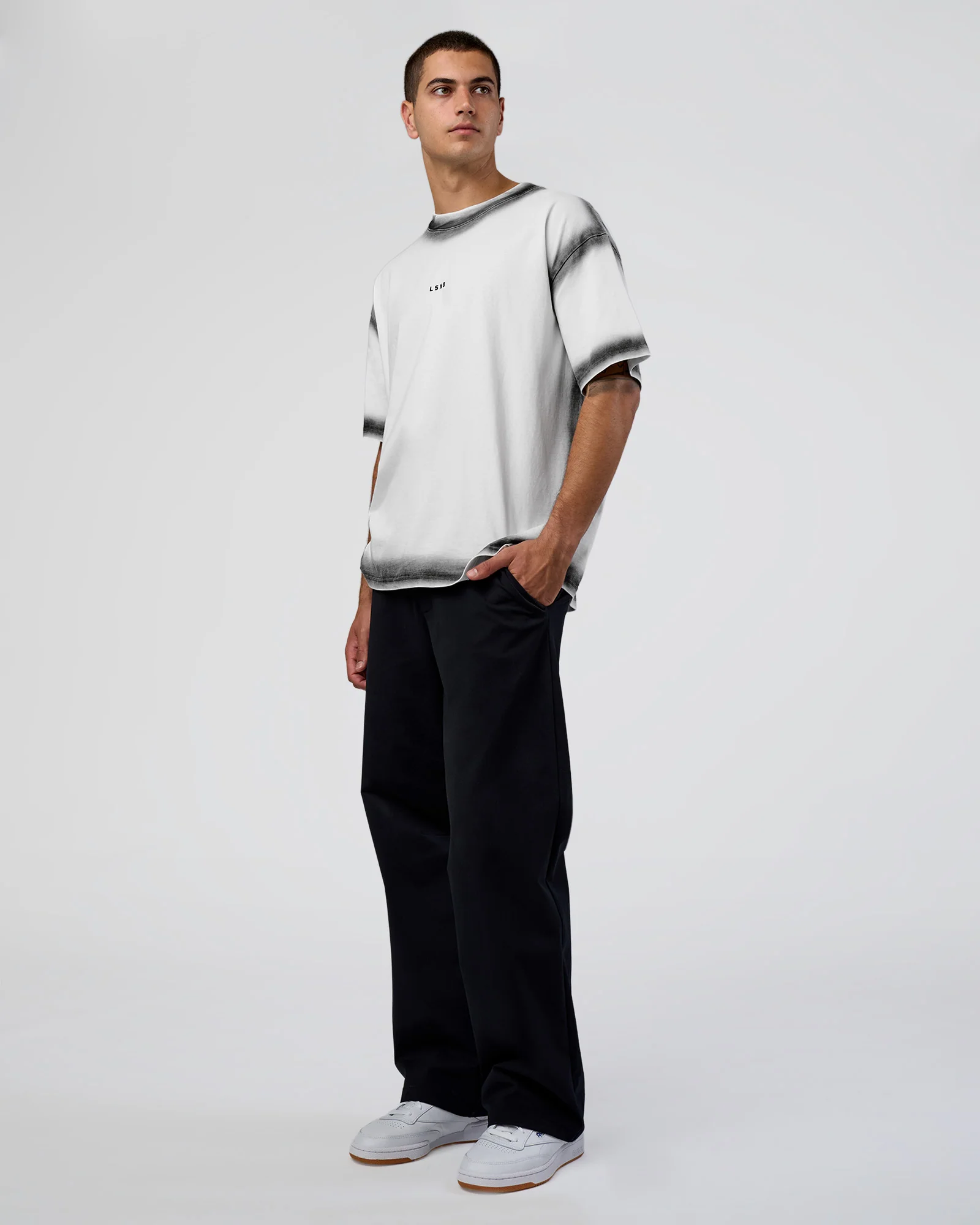 Urban Blur Heavyweight Unisex Oversized Tee - White-Black
