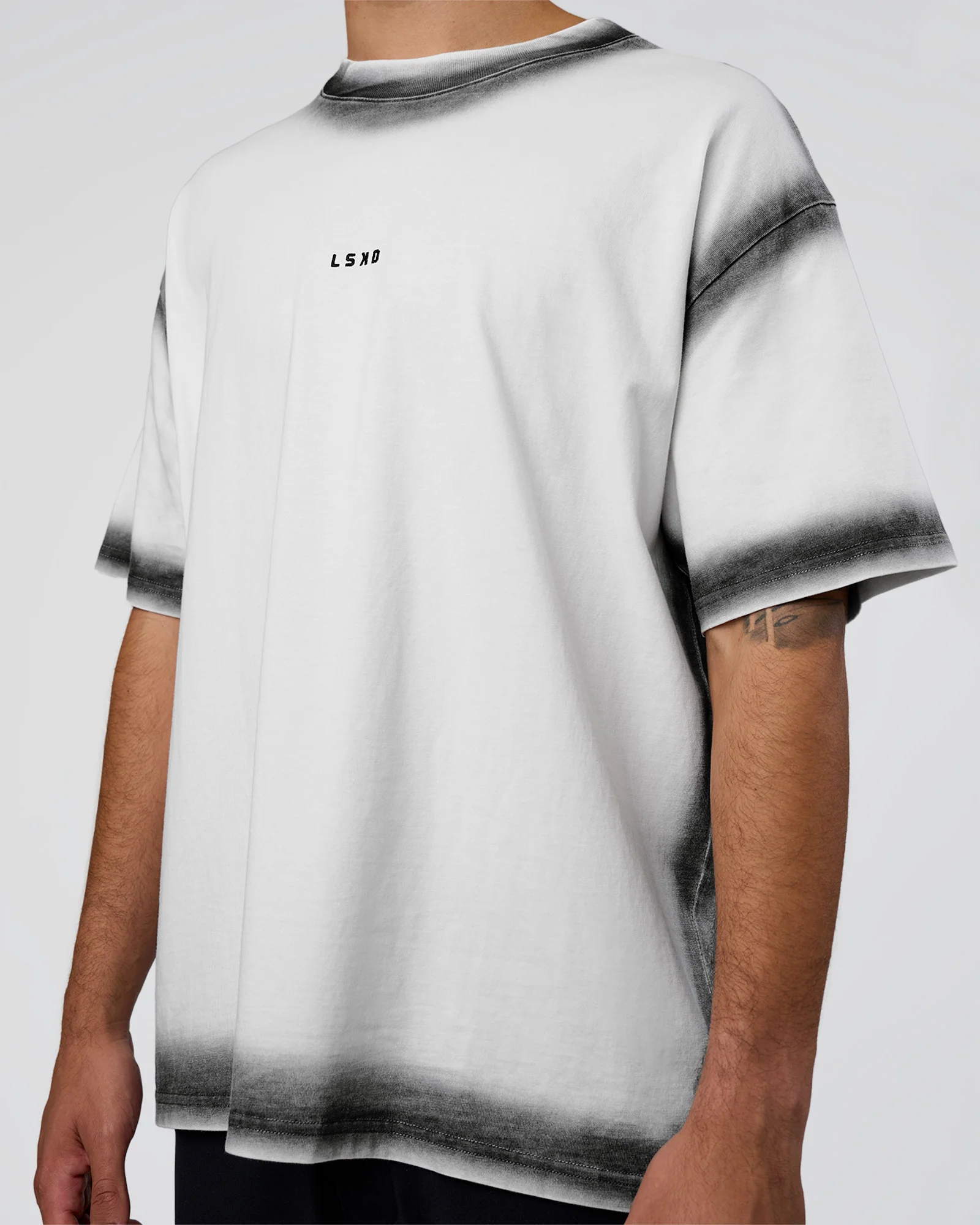 Urban Blur Heavyweight Unisex Oversized Tee - White-Black