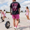 Washed Empower Oversize Tee - Black-Berry Pink