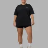 Washed Empower Oversize Tee - Black-Berry Pink