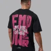 Washed Empower Oversize Tee - Black-Berry Pink