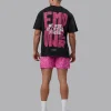 Washed Empower Oversize Tee - Black-Berry Pink