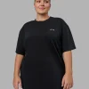 Washed Empower Oversize Tee - Black-Berry Pink