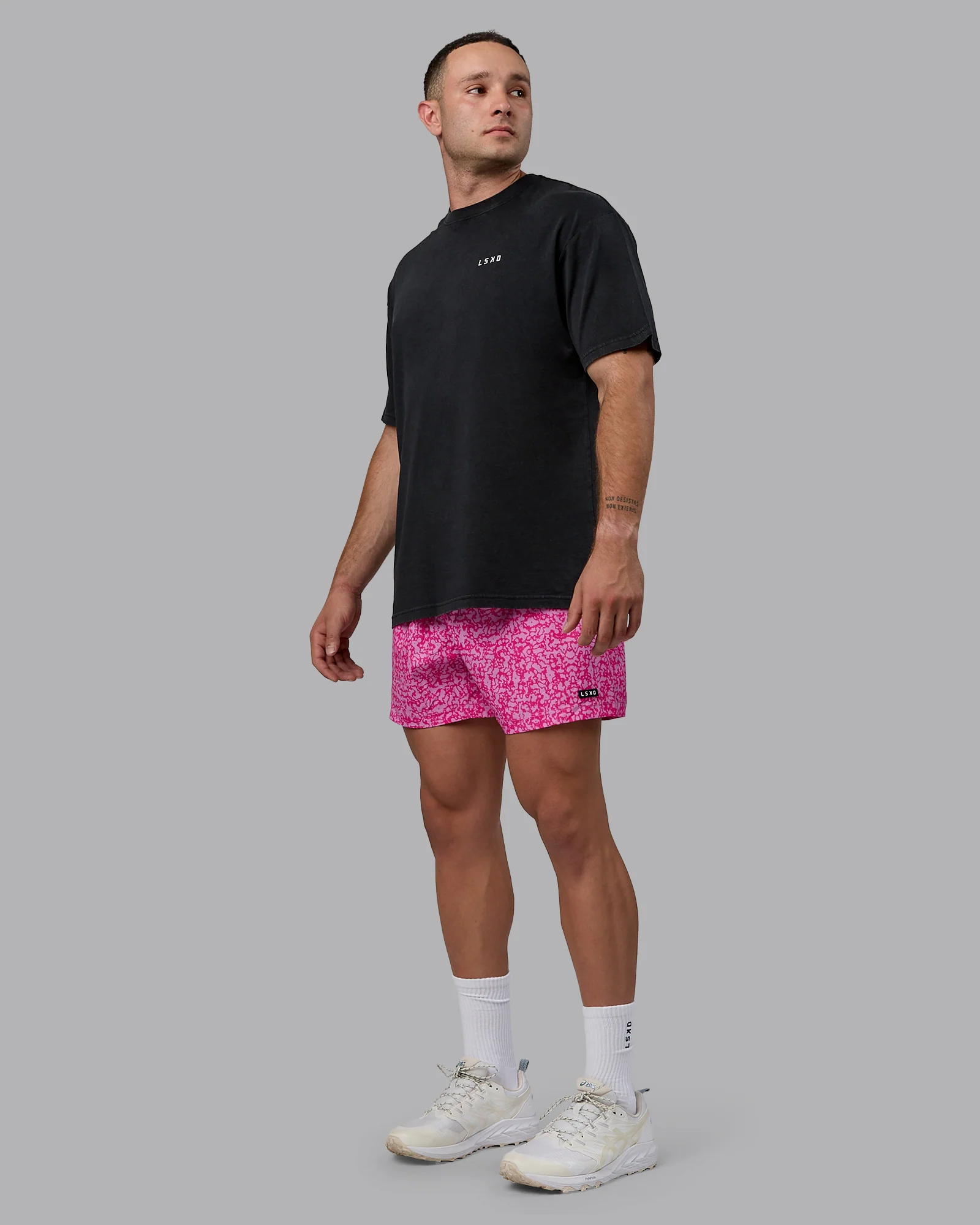 Washed Empower Oversize Tee - Black-Berry Pink