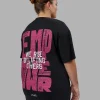 Washed Empower Oversize Tee - Black-Berry Pink