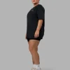 Washed Empower Oversize Tee - Black-Berry Pink