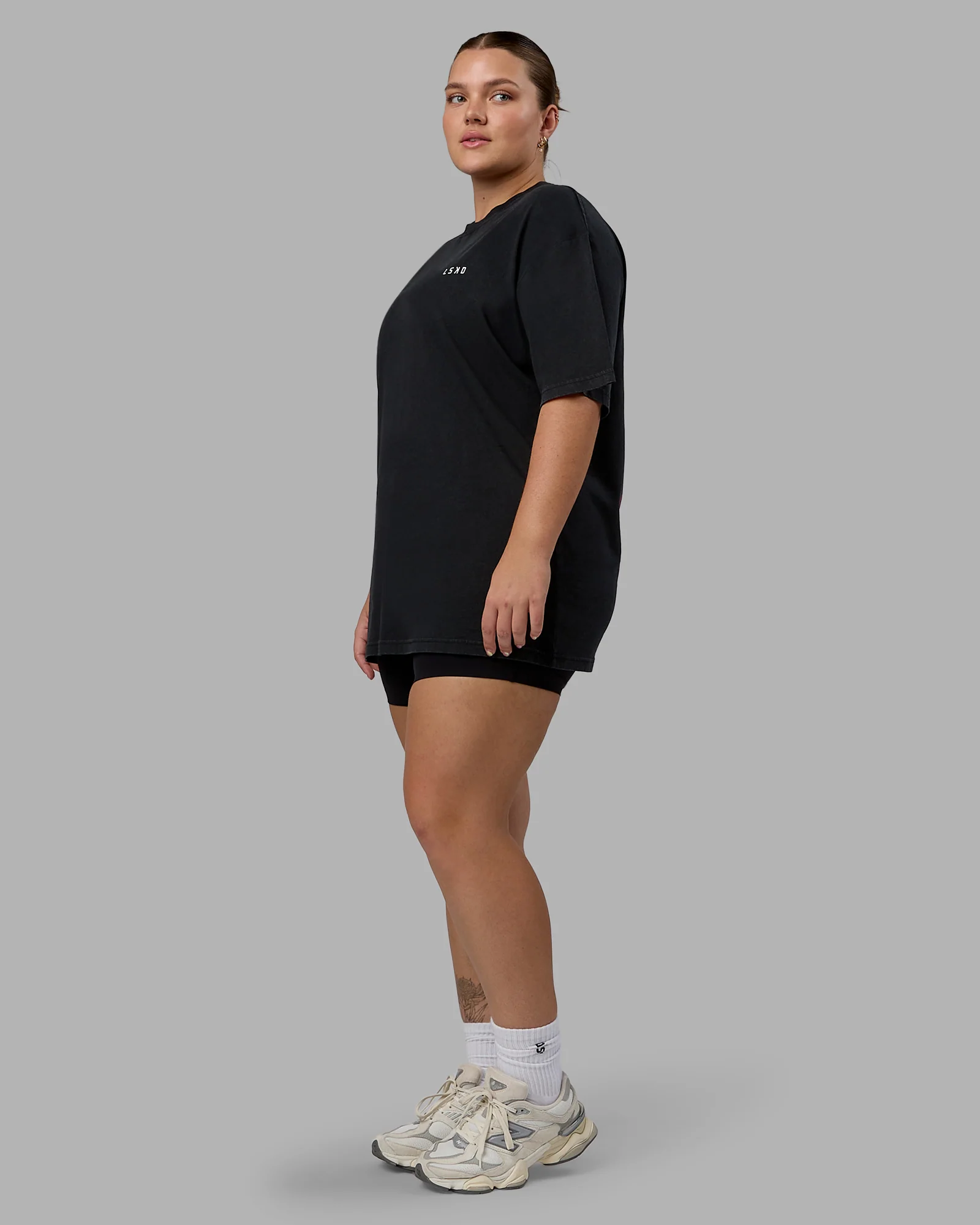 Washed Empower Oversize Tee - Black-Berry Pink