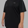 Washed Empower Oversize Tee - Black-Berry Pink