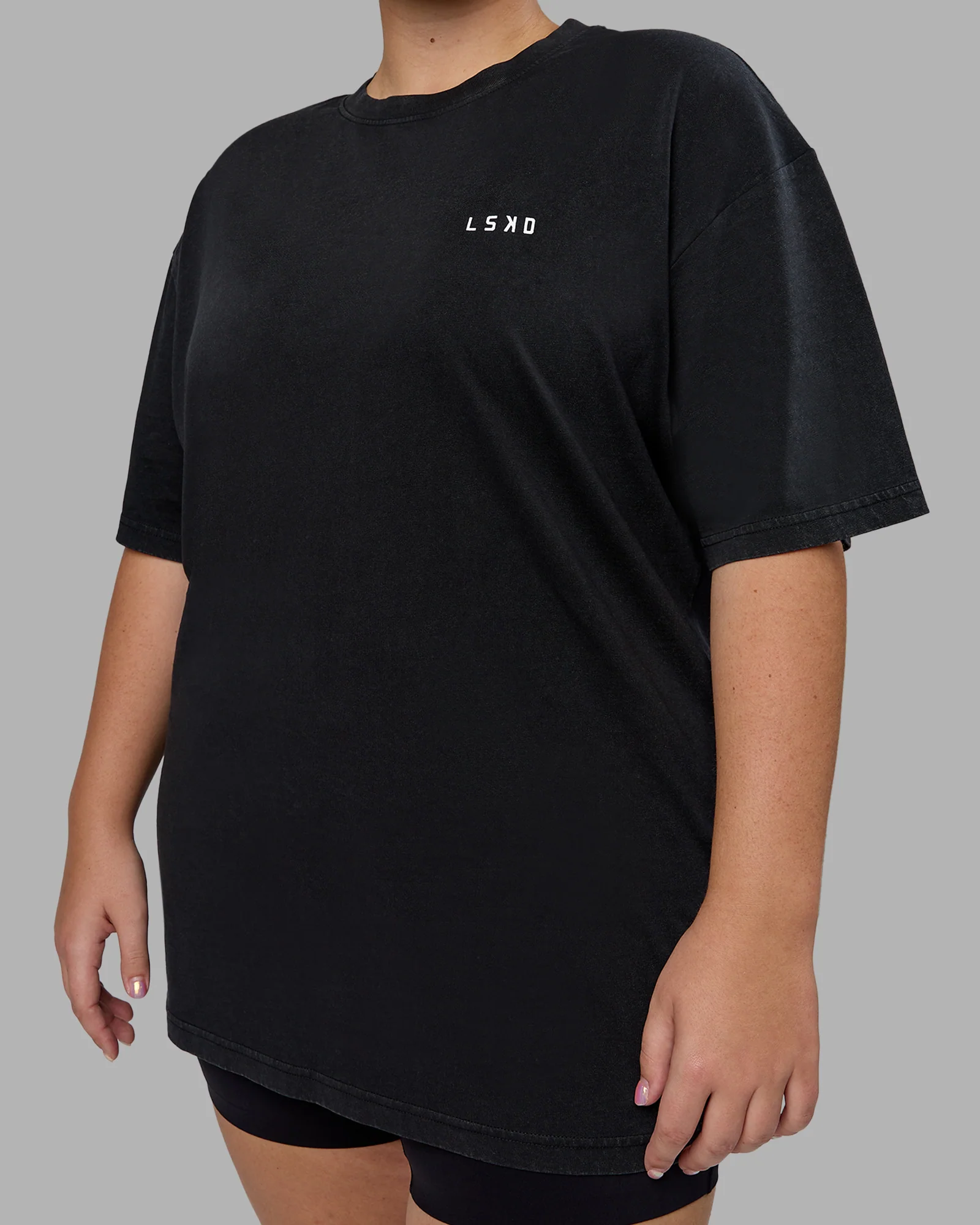 Washed Empower Oversize Tee - Black-Berry Pink