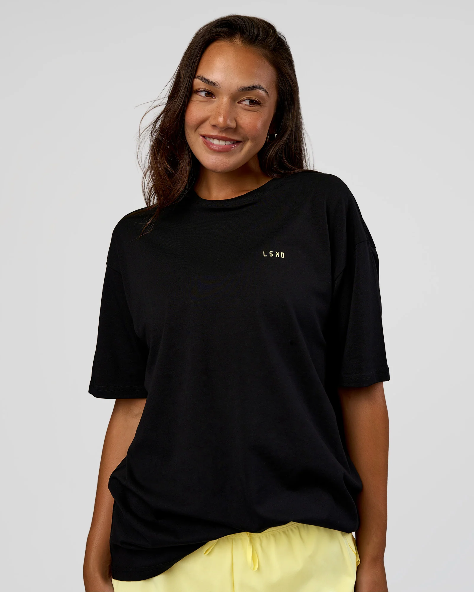 High Run FLXCotton Oversized Tee - Black-Yellow Fizz