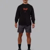 Chrome Washed Heavyweight Oversized Long Sleeve Tee - Black-Ultra Orange