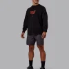 Chrome Washed Heavyweight Oversized Long Sleeve Tee - Black-Ultra Orange