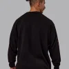 Chrome Washed Heavyweight Oversized Long Sleeve Tee - Black-Ultra Orange