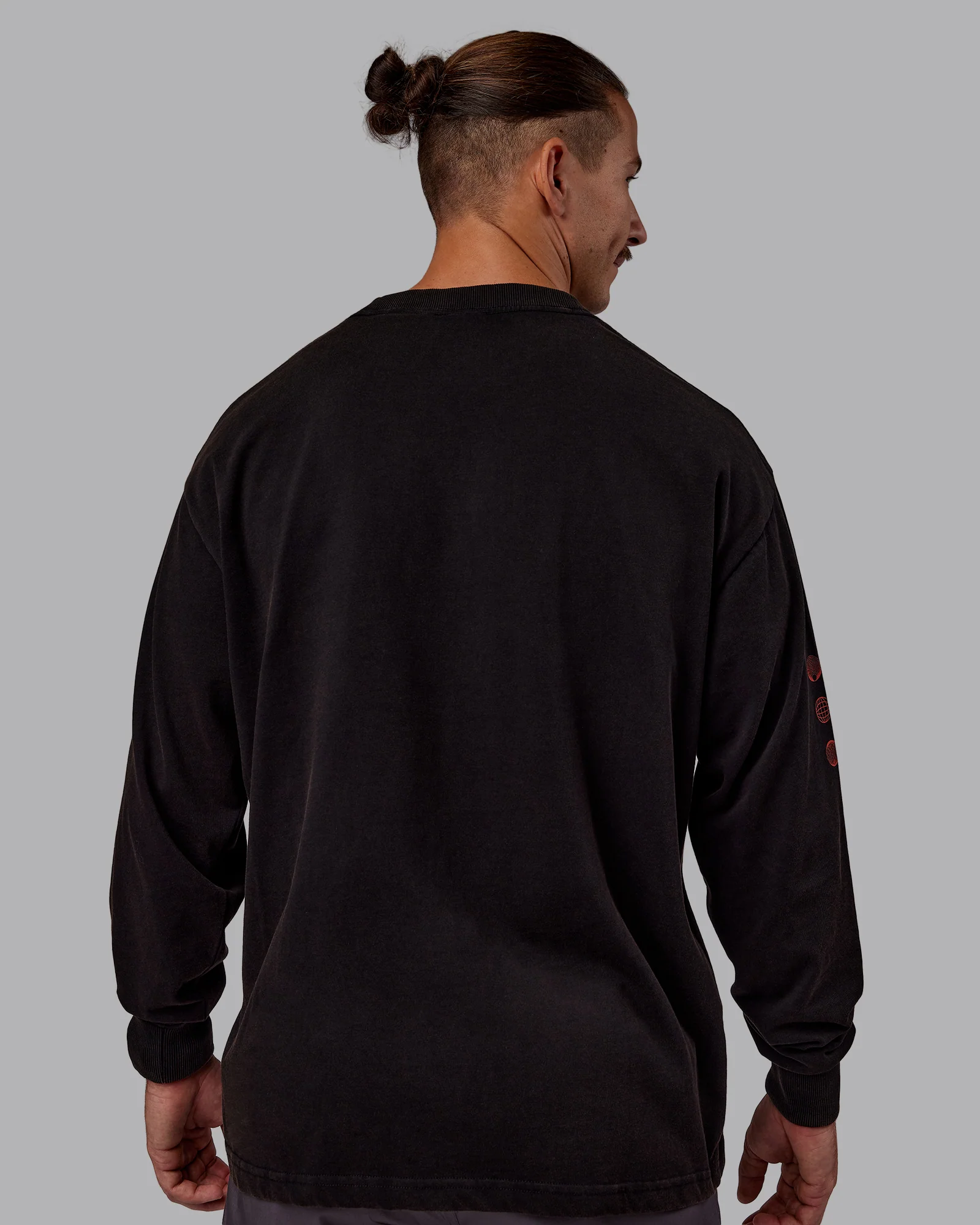 Chrome Washed Heavyweight Oversized Long Sleeve Tee - Black-Ultra Orange