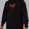 Chrome Washed Heavyweight Oversized Long Sleeve Tee - Black-Ultra Orange