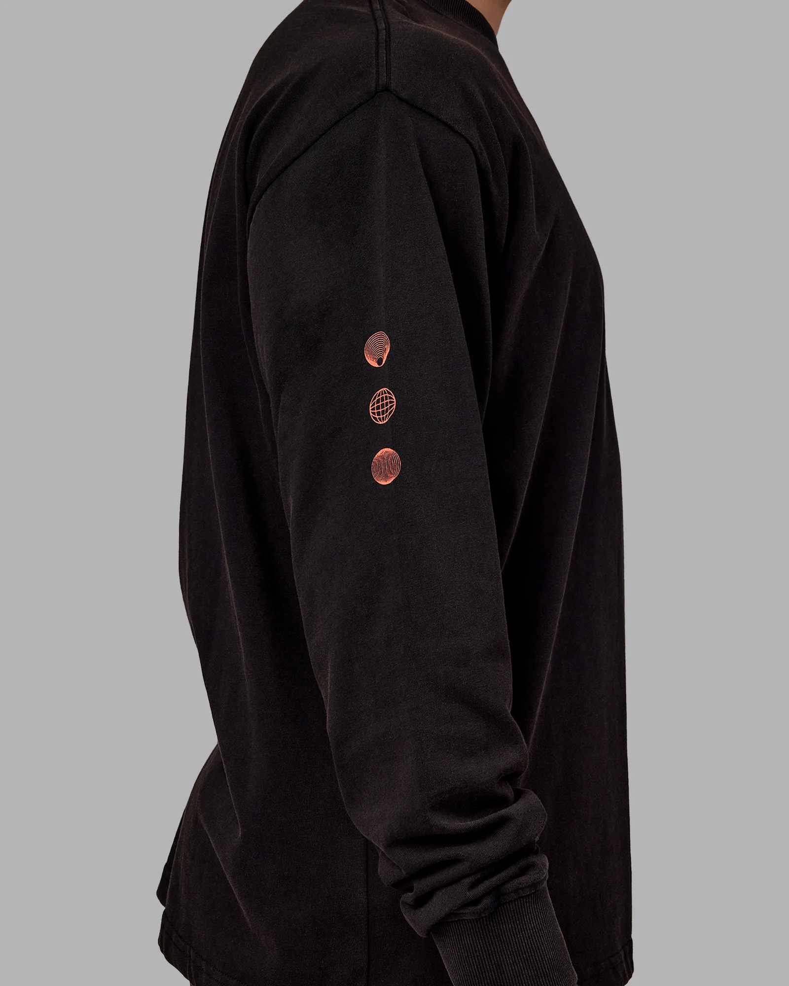Chrome Washed Heavyweight Oversized Long Sleeve Tee - Black-Ultra Orange