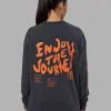 Inferno Journey FLXCotton Oversized Long Sleeve Tee - Washed Black-Ultra Orange