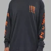 Inferno Journey FLXCotton Oversized Long Sleeve Tee - Washed Black-Ultra Orange