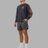 Inferno Journey FLXCotton Oversized Long Sleeve Tee - Washed Black-Ultra Orange
