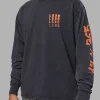 Inferno Journey FLXCotton Oversized Long Sleeve Tee - Washed Black-Ultra Orange