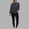Inferno Journey FLXCotton Oversized Long Sleeve Tee - Washed Black-Ultra Orange