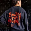 Inferno Journey FLXCotton Oversized Long Sleeve Tee - Washed Black-Ultra Orange