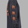 Inferno Journey FLXCotton Oversized Long Sleeve Tee - Washed Black-Ultra Orange