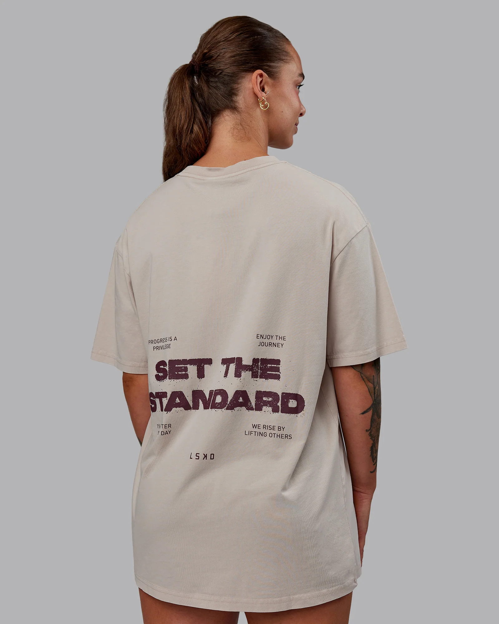 Set The Standard Washed FLXCotton Oversized Tee - Shale Beige