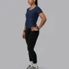 Ignite Ribbed Scrunch Side Cropped Tee - Future Navy