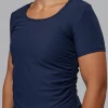 Ignite Ribbed Scrunch Side Cropped Tee - Future Navy