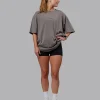 Leg It FLXCotton Oversized Tee - Storm Front-Black