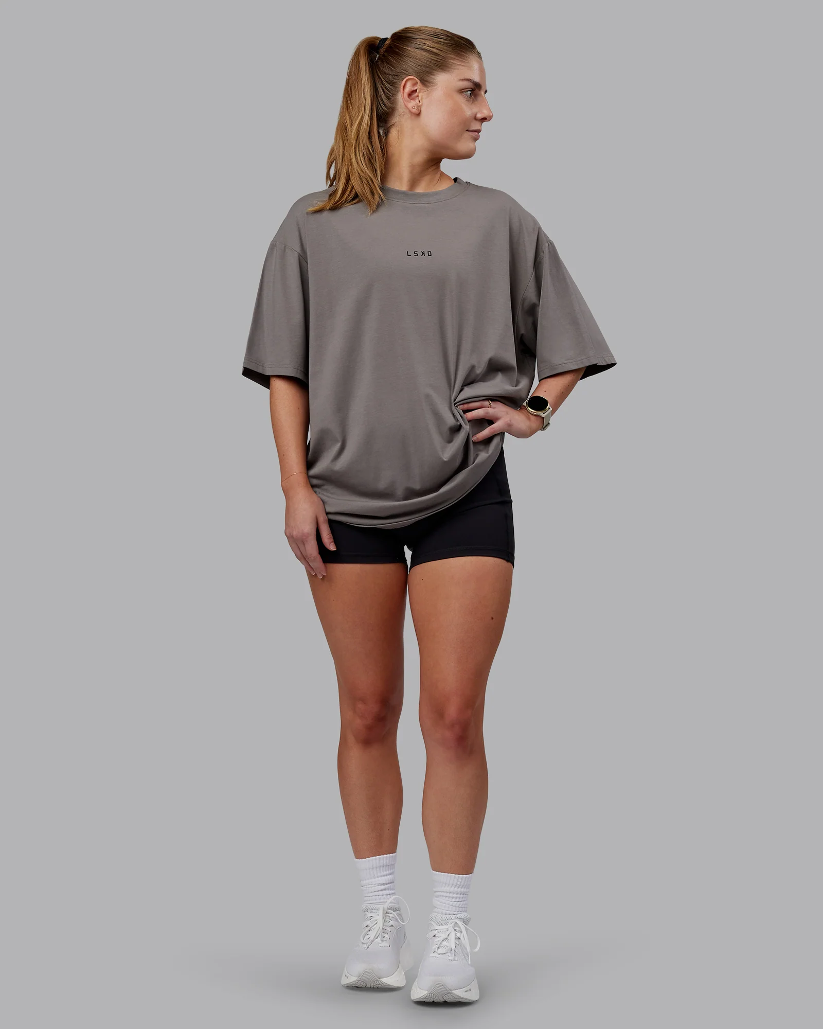 Leg It FLXCotton Oversized Tee - Storm Front-Black