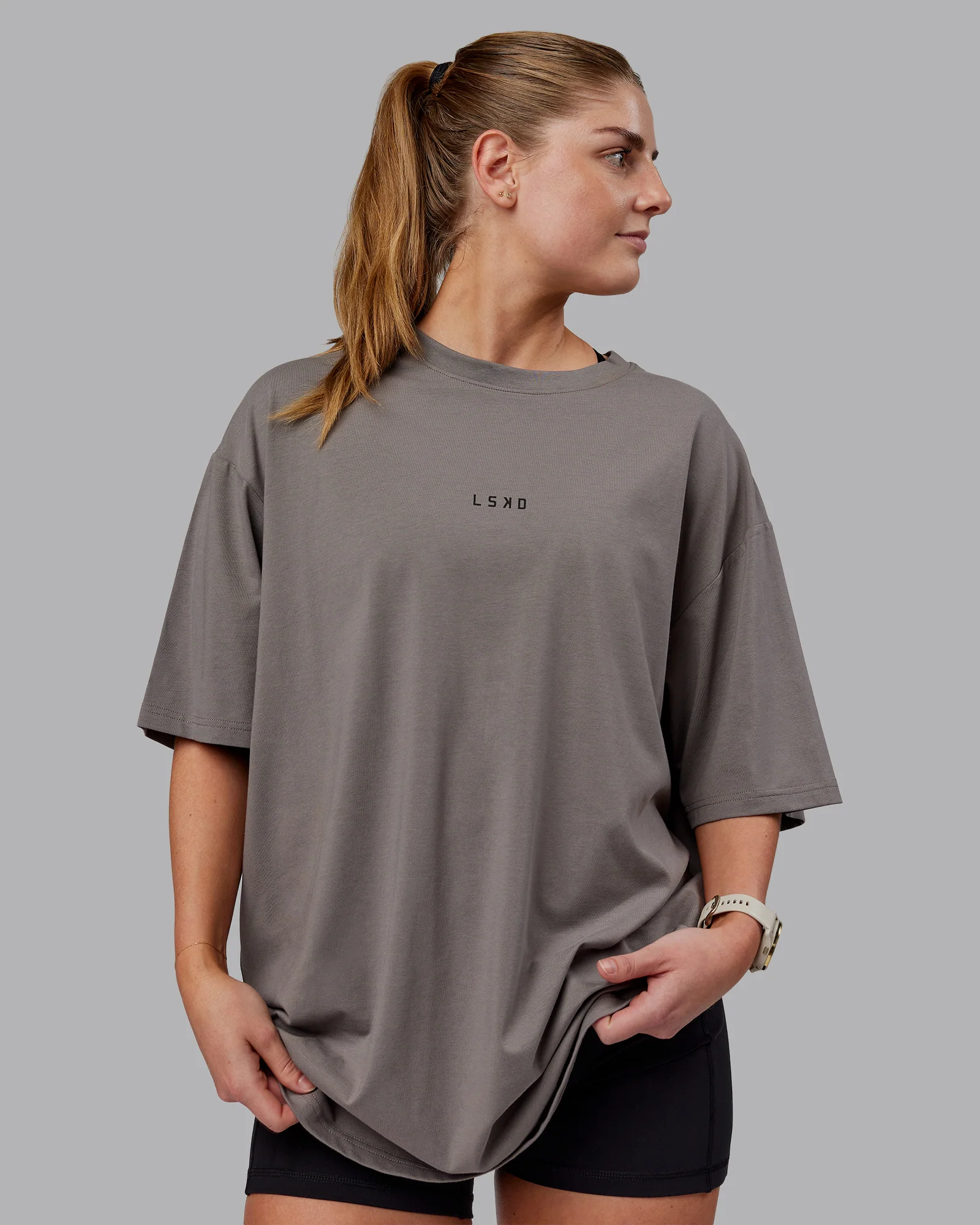 Leg It FLXCotton Oversized Tee - Storm Front-Black