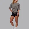 Leg It FLXCotton Oversized Tee - Storm Front-Black