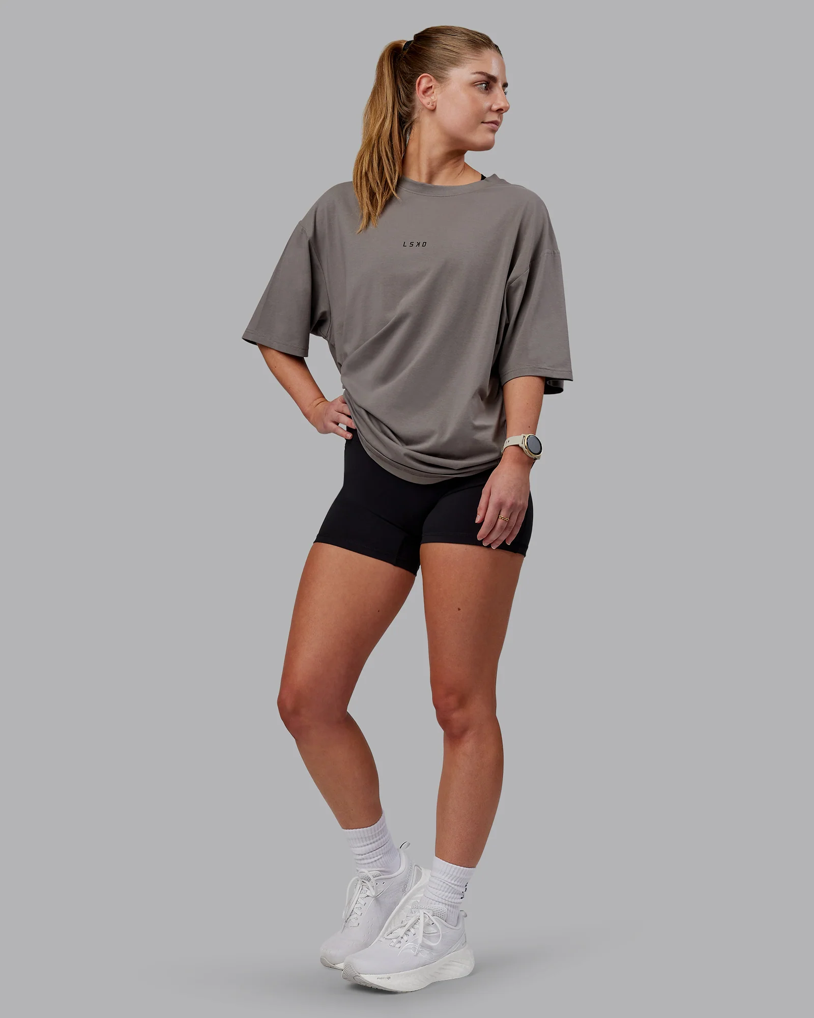 Leg It FLXCotton Oversized Tee - Storm Front-Black