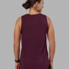 Go-To FLXCotton Longline Tank - Cherry Lacquer-White